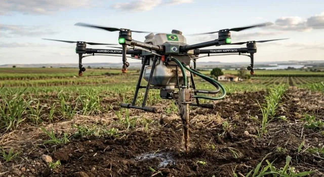 Drone agrícola em campo — Imagem de tecnologia para aplicação no campo.